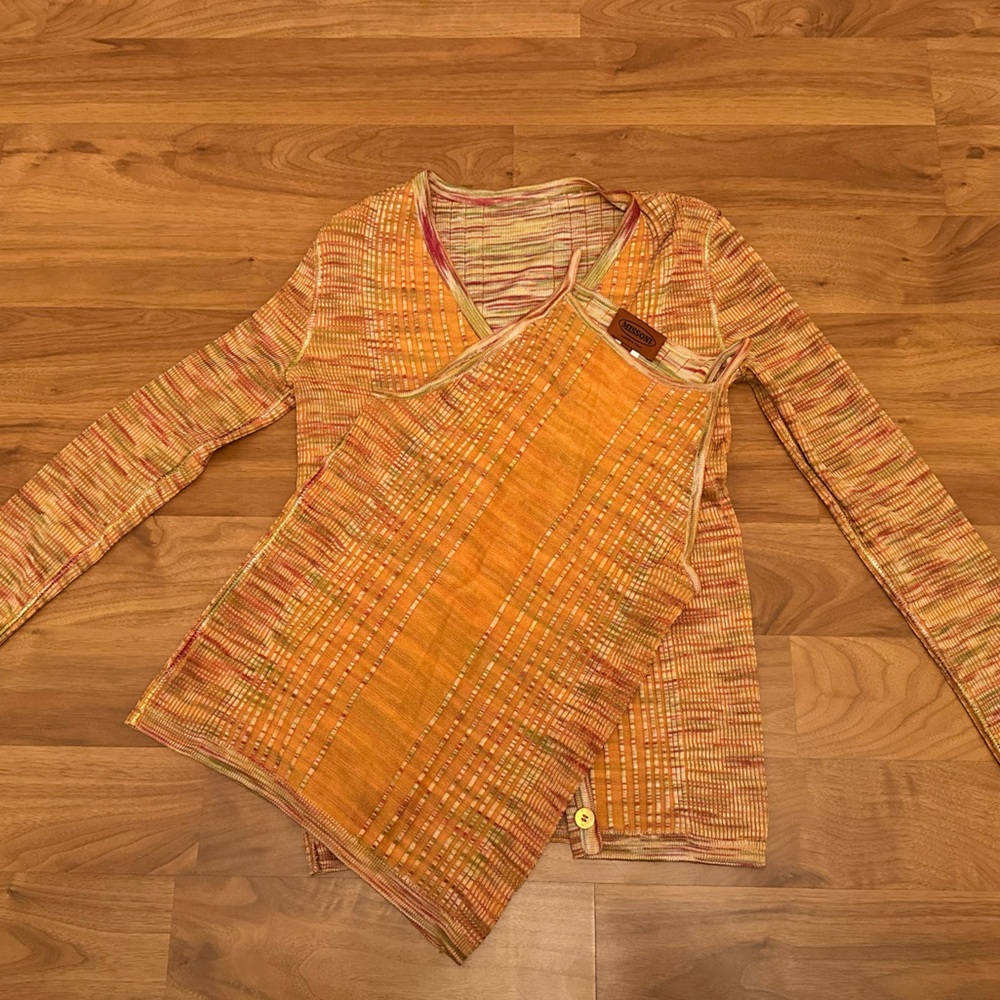 Vintage Missoni Orange Ruched Reversible Long Sleeve and Blouse
